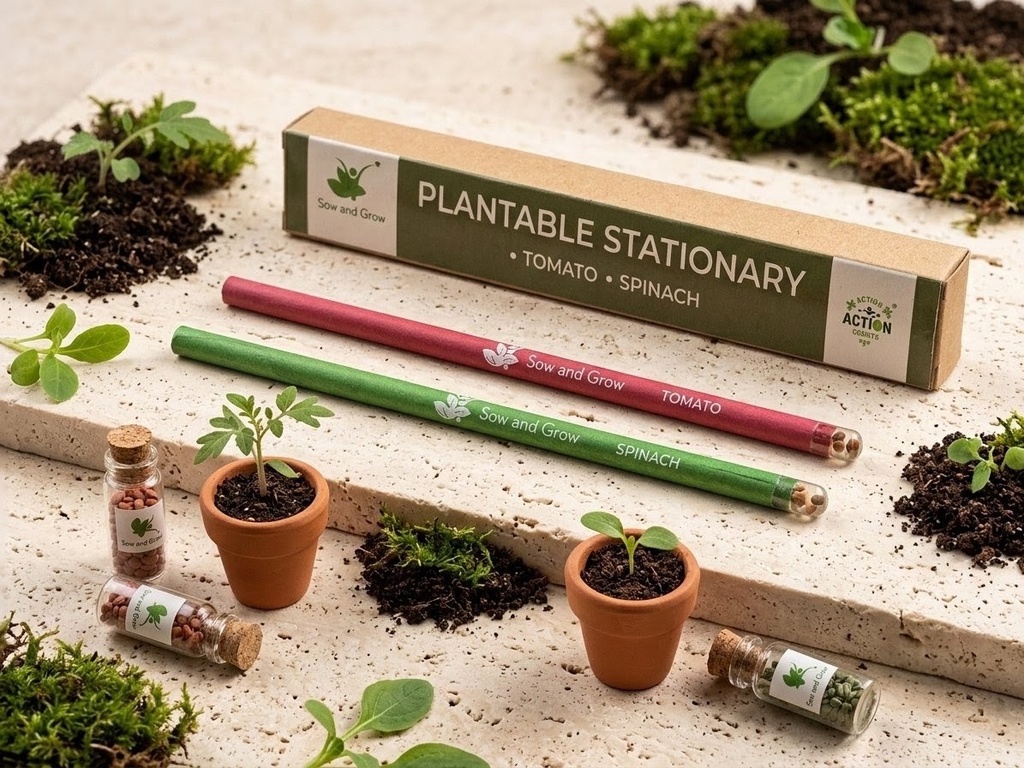 Plantable Seed Pencils – 2 Pencils per Box | Eco-Friendly Stationery | Perfect for School Distribution, Return Gifts & Corporate Gifting